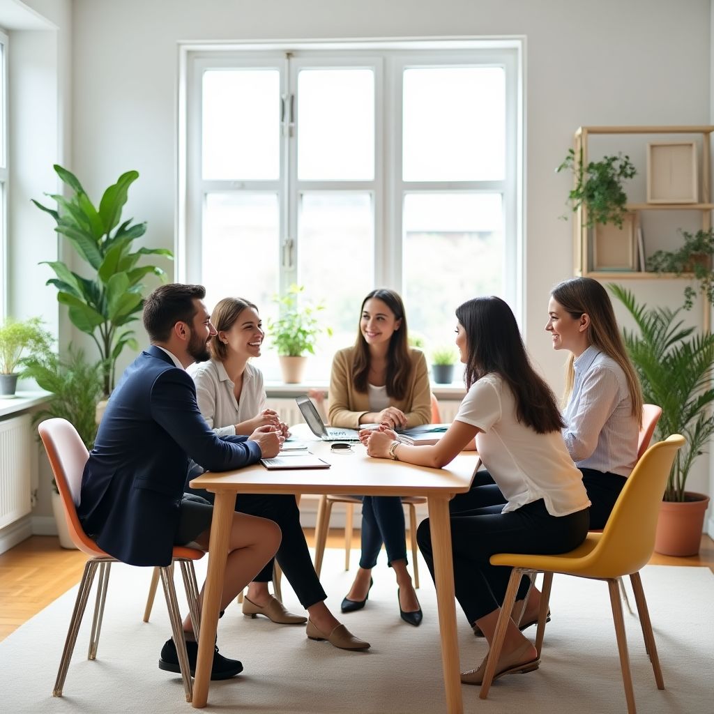 Team von Coaches in heller, moderner Umgebung