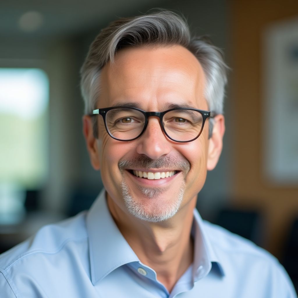 Porträt von Thomas, 42, lächelnder Mann